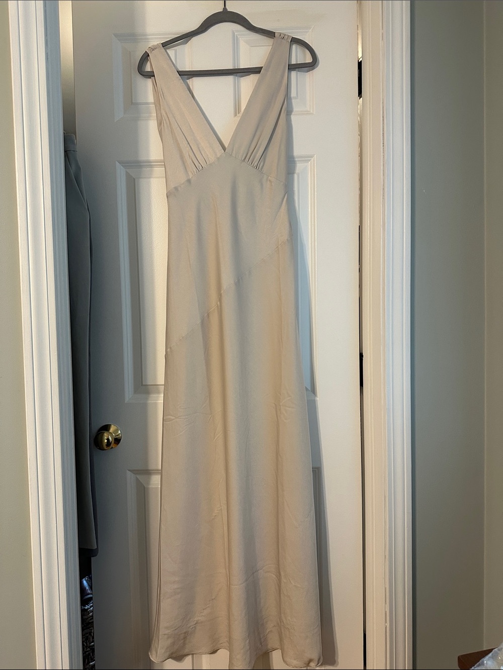 Meshki Cream V-Neck Maxi Dress
